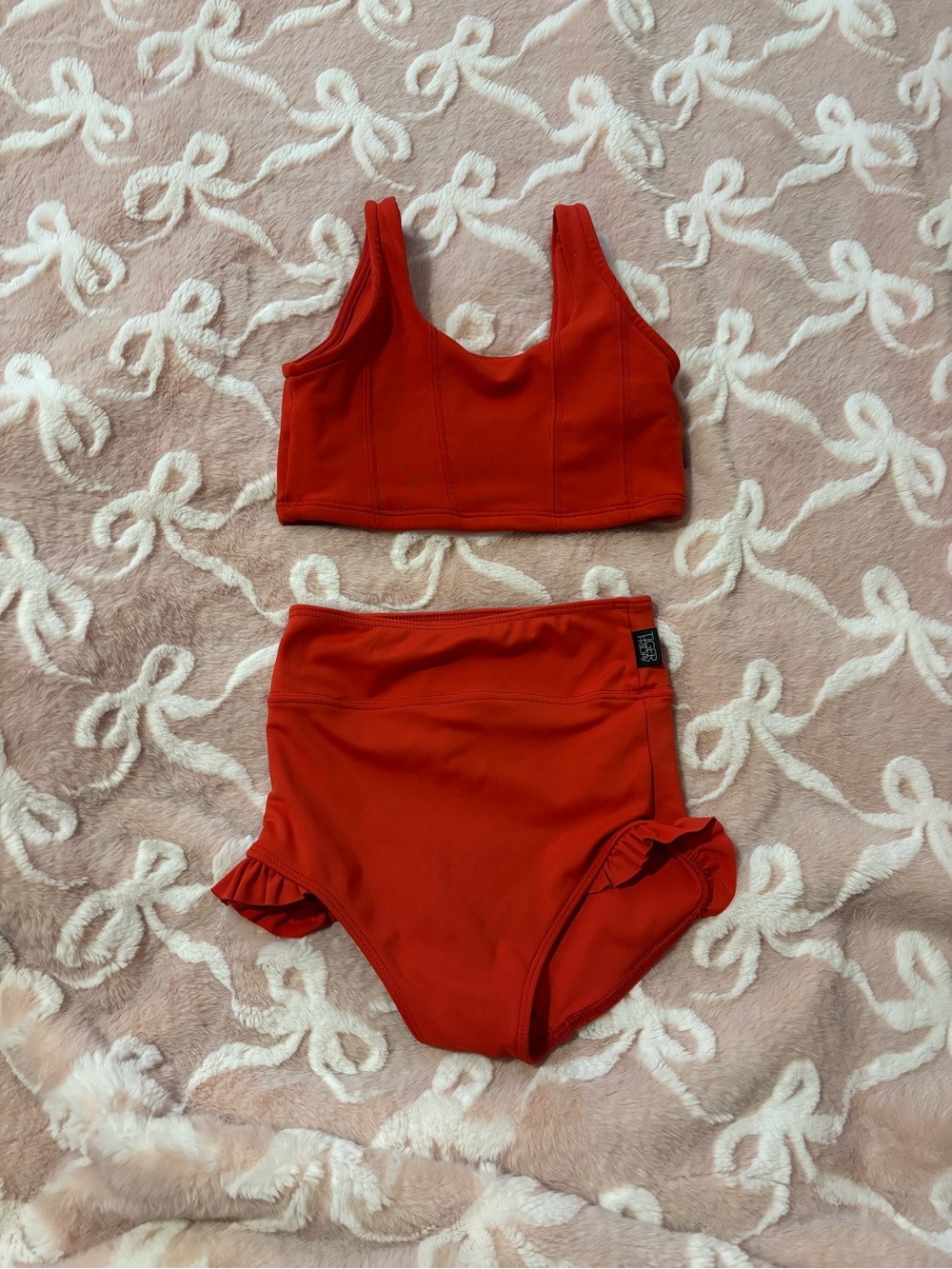 Girls Red Two-Piece Ruffle Set Tiger Friday